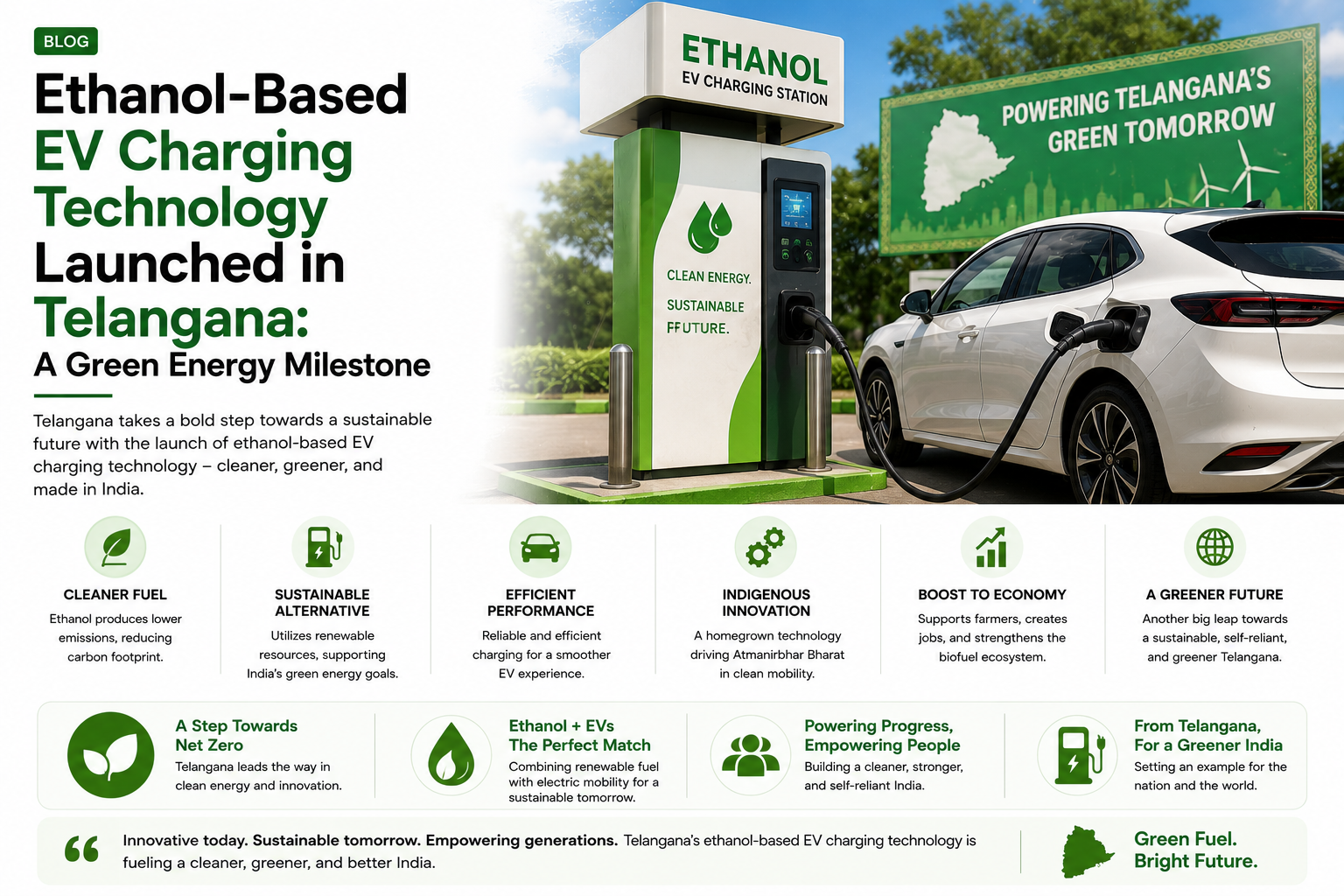 Ethanol-Based EV Charging Technology Launched in Telangana: A Green Energy Milestone